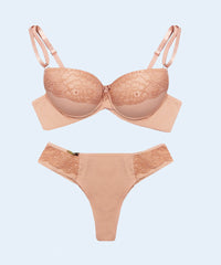 Conjunto Canelado com Renda Biquini Fio Duplo - FEMME FATALLE