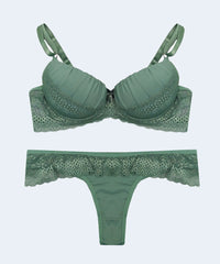 Conjunto de Microfibra com Renda Calcinha Tanga Fio Dental - FEMME FATALLE
