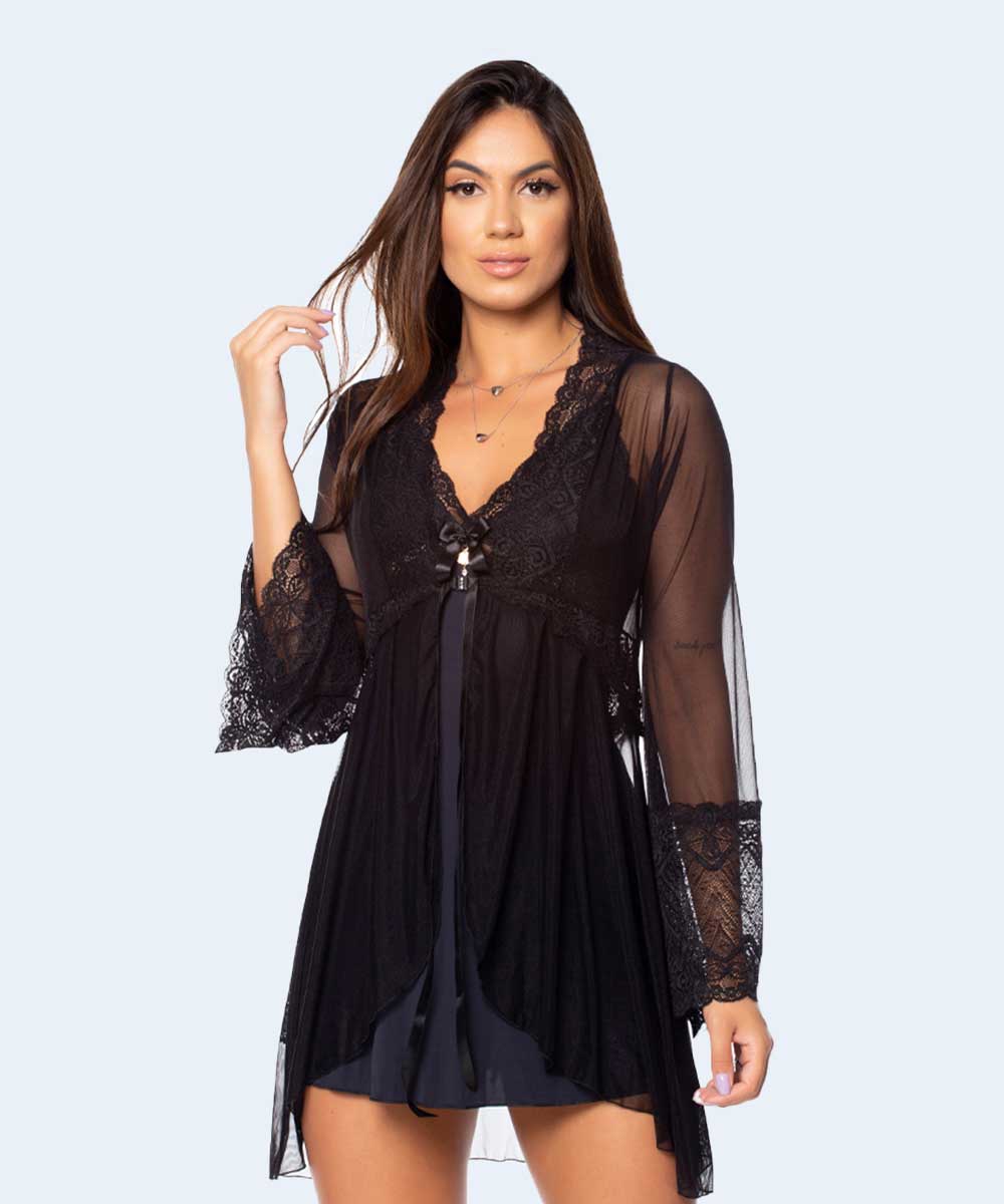 Robe Curto de Tule com Renda - SANTA PASSION NOITE