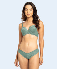 Conjunto de Renda com Cetim Calcinha Renda Fio Dental - FEMME FATALLE
