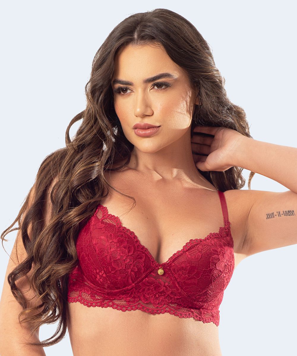 Sutiã com bojo de Renda com Tiras nas Costas - JACKIE LINGERIE