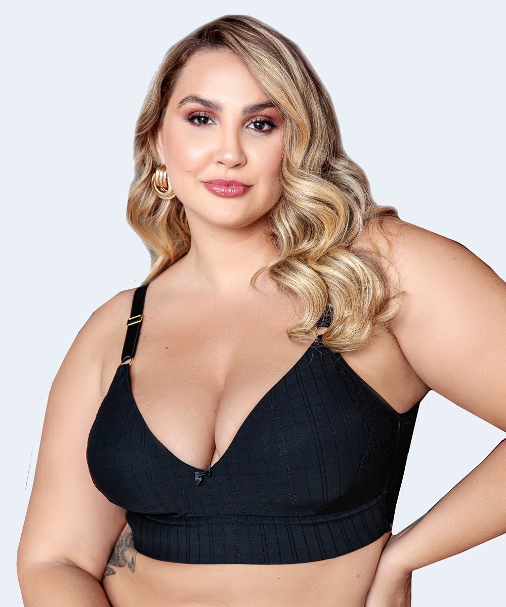 Sutiã De Microfibra Trabalhada Triangular Detalhe Plus Size - VI LINGERIE