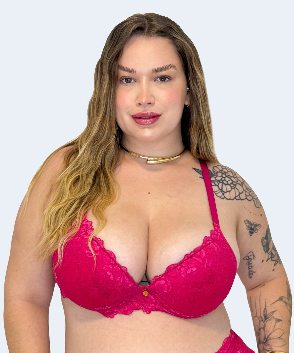 Sutiã de Renda com Bojo Plus Size - JACKIE LINGERIE