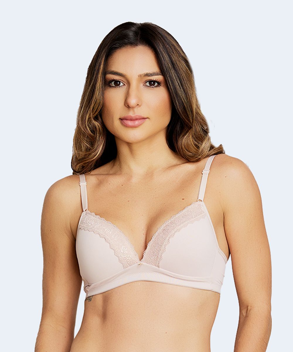 Sutiã Top Bojo Triangular sem Aro Microfibra com Renda Decote NAYANE