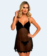 Camisola de Tule com Renda Bojo Triangular - SANTA PASSION NOITE