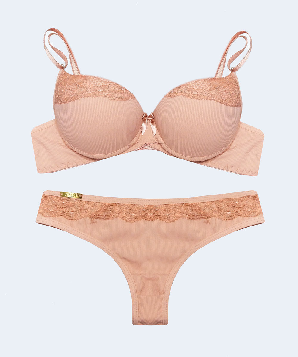 Conjunto Canelado com Renda Fio Duplo - FEMME FATALLE