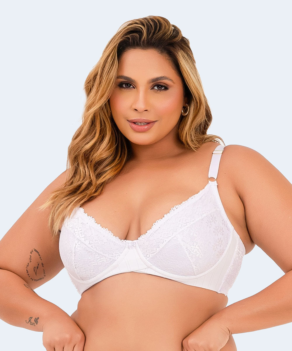 Sutiã Microfibra Trabalhada Sem Bojo Renda Plus Size - VI LINGERIE