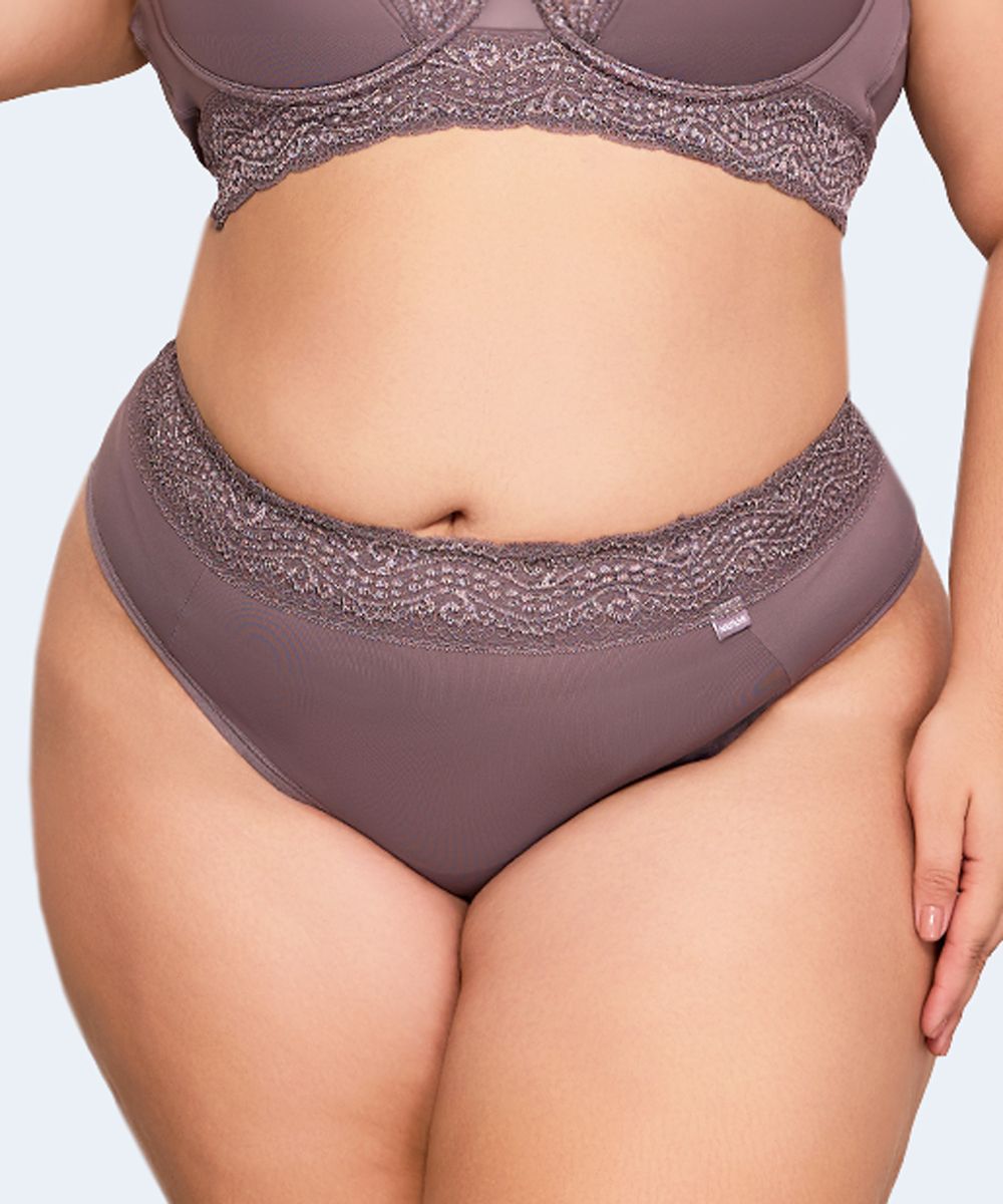 Calcinha Plus Size Fio Dental Duplo Renda Cos - NAYANE
