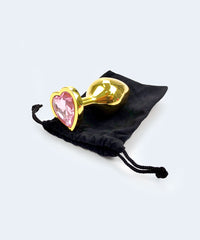 Plug Anal Dourado M com Pedra de Coração - SEXY IMPORT