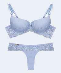 Conjunto de Microfibra com Renda Calcinha Tanga Fio Dental - FEMME FATALLE