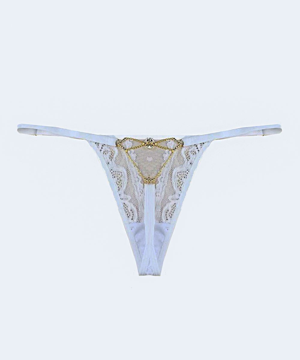 Calcinha String de Renda e Tule com Biju - MARYS LENE