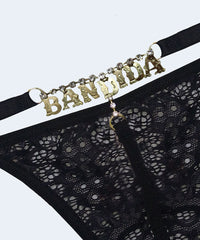 Calcinha String Renda Strass Bandida - MARYS LENE