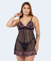Camisola de Tule com Renda Bicolor - SANTA PASSION NOITE