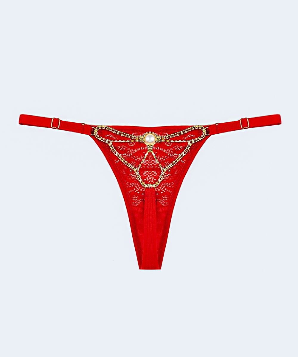 Calcinha de Renda String com Biju - MARYS LENE