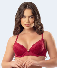 Sutiã com bojo de Renda e Microfibra na Base e Biju - JACKIE LINGERIE