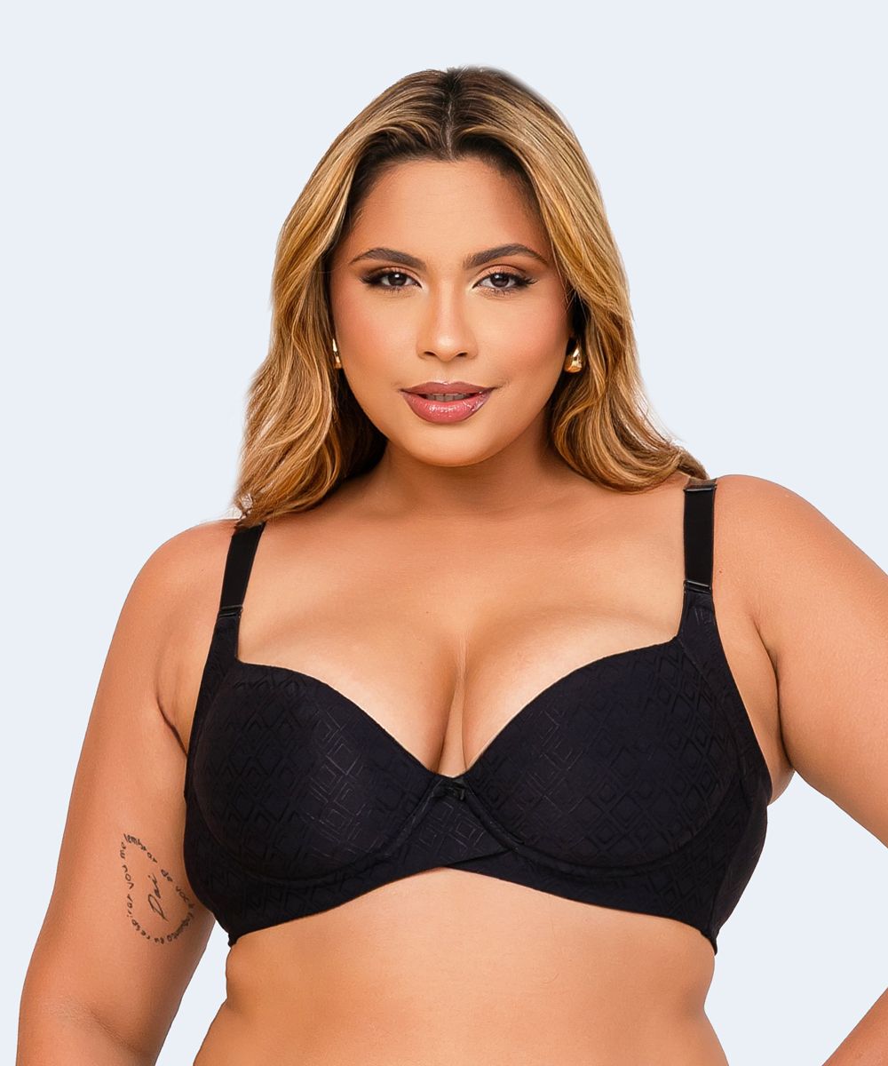 Sutiã Microfibra Trabalhada com Bojo Plus Size (Coleção Atemporal) - VI LINGERIE