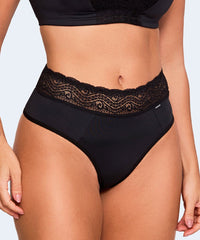 Calcinha de Microfibra Fio Dental Duplo Lisa Renda Cos - NAYANE LINGERIE