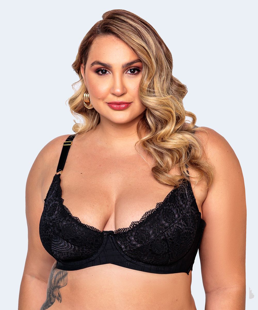 Sutiã Microfibra Trabalhada Sem Bojo Renda Plus Size - VI LINGERIE