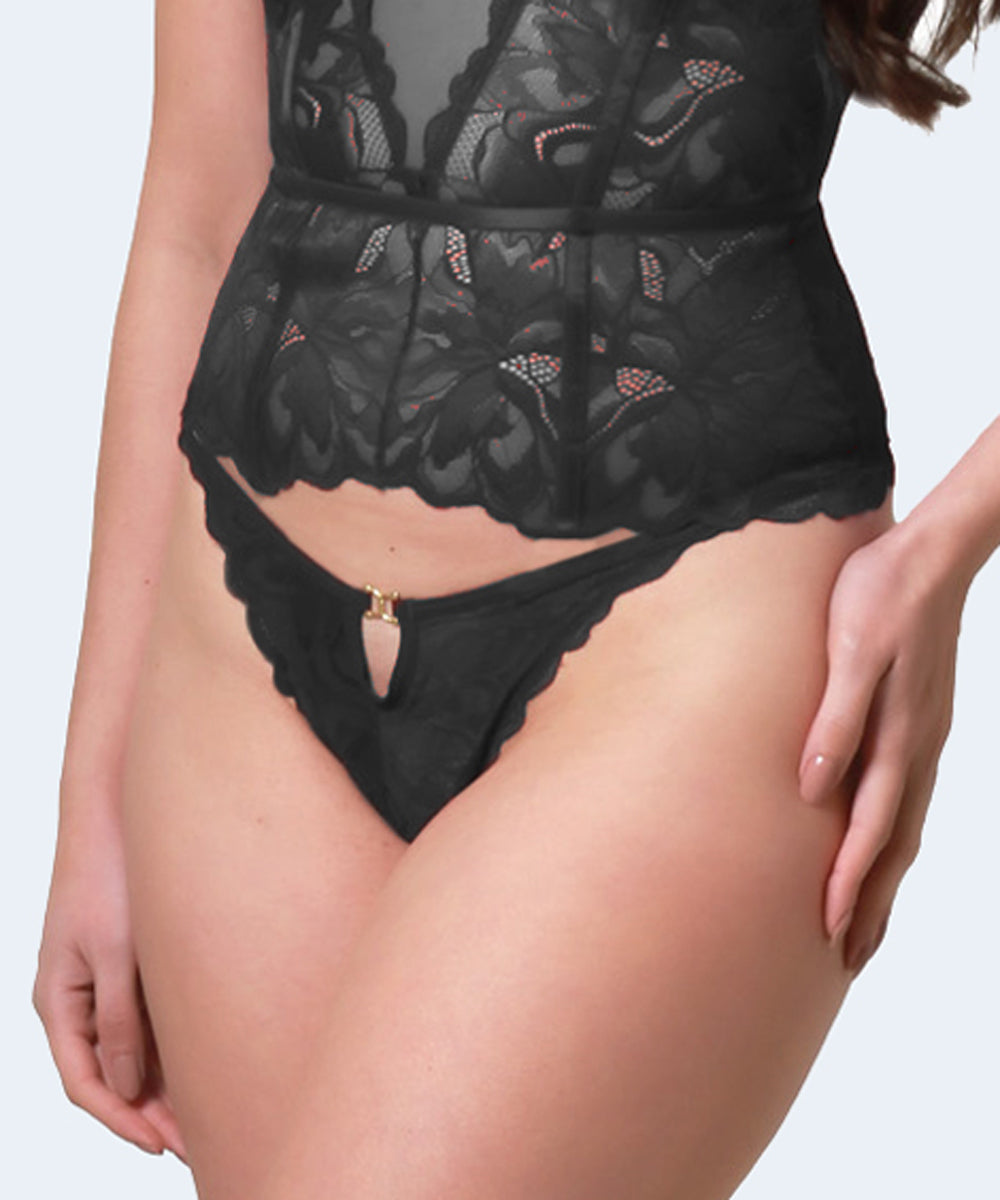 Calcinha Rendada String com Biju - PATNER