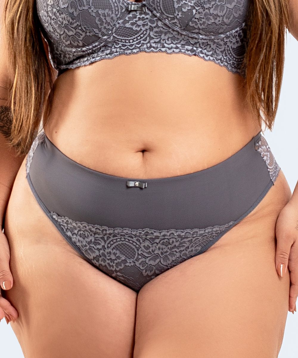 Calcinha Fio Plus em Microfibra com Detalhe em Renda - SANTA PASSION