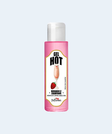 Gel Beijável Excitante de Morango com Champanhe Gel Hot - HOT FLOWERS