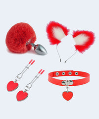 Kit - Rabo de Coelho com Tiara de Orelhas - Grampos para os seios em Metal e Gargantilha - SI - SEXY IMPORT