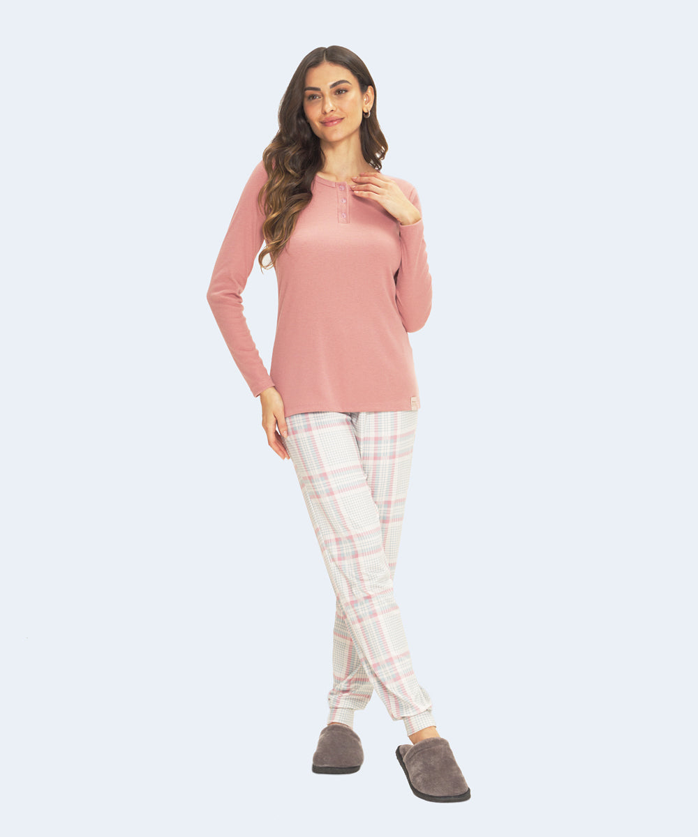 Pijama Peach Touch com Ribana 3 botões - DANKA
