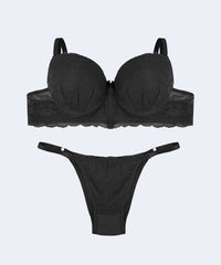 Conjunto de Renda Mini Corpete Calcinha String - FEMME FATALLE